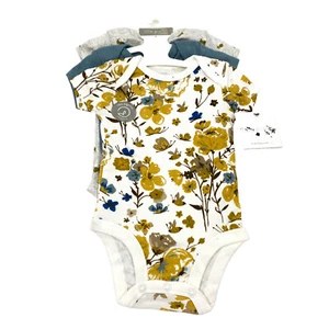 Carter's Little Planet Baby Girl Size 3M Short Sleeve Bodysuits Floral (3 Pack) - Picture 1 of 12