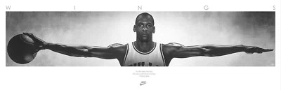 Michael Jordan Wings Poster Chicago Bulls Nike NBA Basket Arredamento Moderno - Immagine 1 di 2