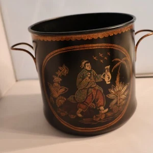 Chinese Themed Black “Bucket” or Storage Piece - Picture 1 of 6