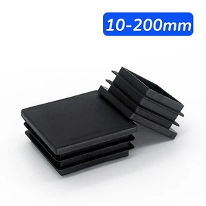 Square Plastic End Caps For Tubing Blanking Plugs Inserts Furniture Feet Black - Picture 1 of 31