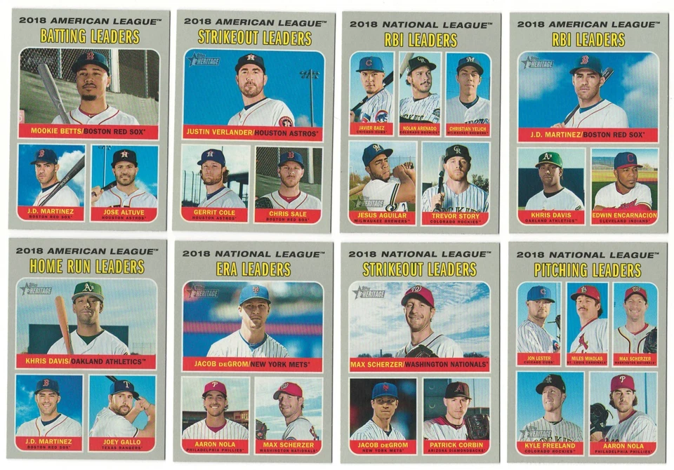 2019 Topps Heritage League Leaders Subset Single Cards #61-72 LL AL/NL Set - Image 1 of 1