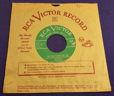 DINAH SHORE The Best Thing For You/Marrying For Love 45 Record RCA Victor Green - Image 1 of 3