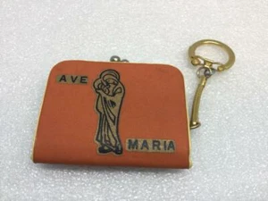 Vintage Religious Key Ring AVE MARIA Keychain MINI WALLET Ancien Porte-Clé JESUS - Picture 1 of 12