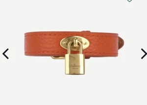 MULBERRY SOFT TAN LEATHER GOLD TONE PADLOCK BRACELET. ADJUSTABLE - Picture 1 of 8