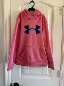 Under Armour girls hoodie size YLG Youth large sweat shirt loose fit Pink - Picture 1 of 3
