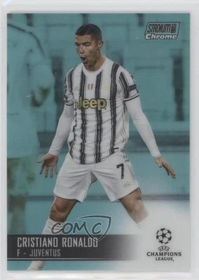 2020-21 Topps Stadium Club Chrome UCL Aqua Refractor /199 Cristiano Ronaldo #100 - Image 1 of 2