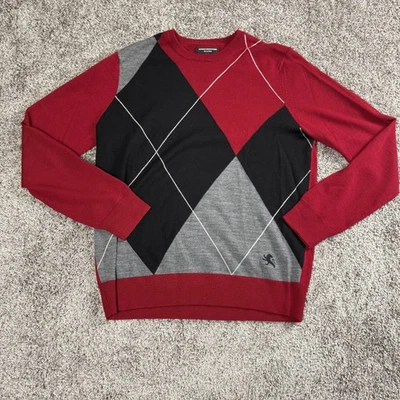 VTG Express Mens Sweater Medium Argyle Merino Wool Pullover Dark Academia Y2K - Image 1 of 4