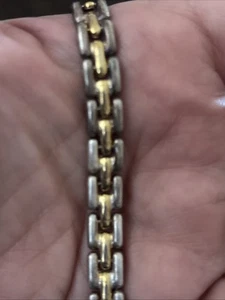 Vintage flexibles Glieder Design Armband M 925 Italy 7." Zoll 2-farbig Klassiker - Bild 1 von 7