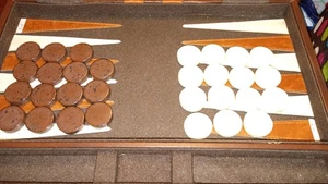VtG Backgammon Game Replacement Pieces Brown & White Tokens Chips (30 Total)  - Picture 1 of 3