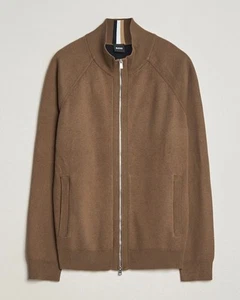 Hugo Boss Perrone Knitted Full Zip Men’s Sweater Brown Cardigan Size Medium NEW - Picture 1 of 13