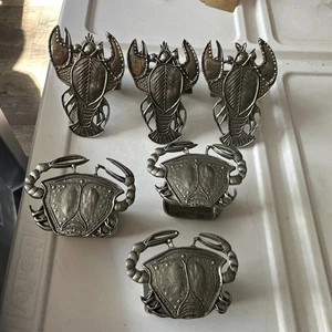 Crosby & Taylor Zinn Serviettenringe Krabbe Hummer 6er Set - Bild 1 von 5