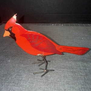 Vintage Kardinal Vogel emailliert Kupfer Vogel Figur 4,5" groß - Bild 1 von 3