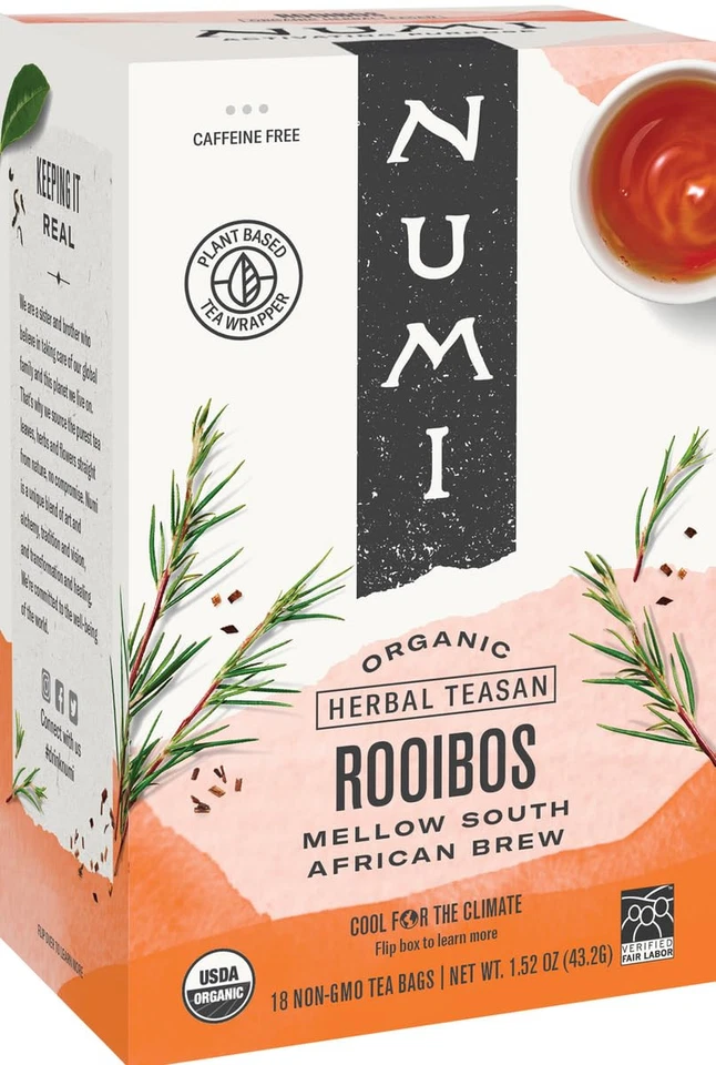Té Rooibos Orgánico Numi 18 unidades Mezcla de hierbas naturalmente libre de cafeína Foto 1 de 1
