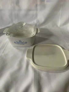 Corning Ware Blue Cornflower Casserole 1 1/2 QT w/2 Lids - Glass and Plastic - Picture 1 of 12