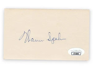 Warren Spahn Signed Autographed 3X5 Index Card Braves Hall of Famer JSA CF45890 - Picture 1 of 2