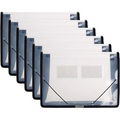 6 Pack Plastic Expanding File Wallet Document Organizer with Flap and Cord Cl... - Image 1 of 4