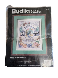 Kit de punto de cruz estampado Bucilla Protect the Beautiful Places 40521 11x14 nuevo - Imagen 1 de 5
