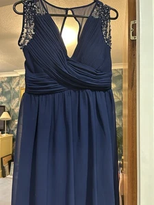 Quiz Women's Sequin Maxi Dress Navy Blue, Size 14 Evening Party/Cocktail Cruise - Picture 1 of 7