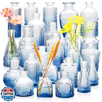 Brajttt Bud Vase Set of 25, Dark Blue Vases, Glass Bud Vases in Bulk, Small V - Image 1 of 4