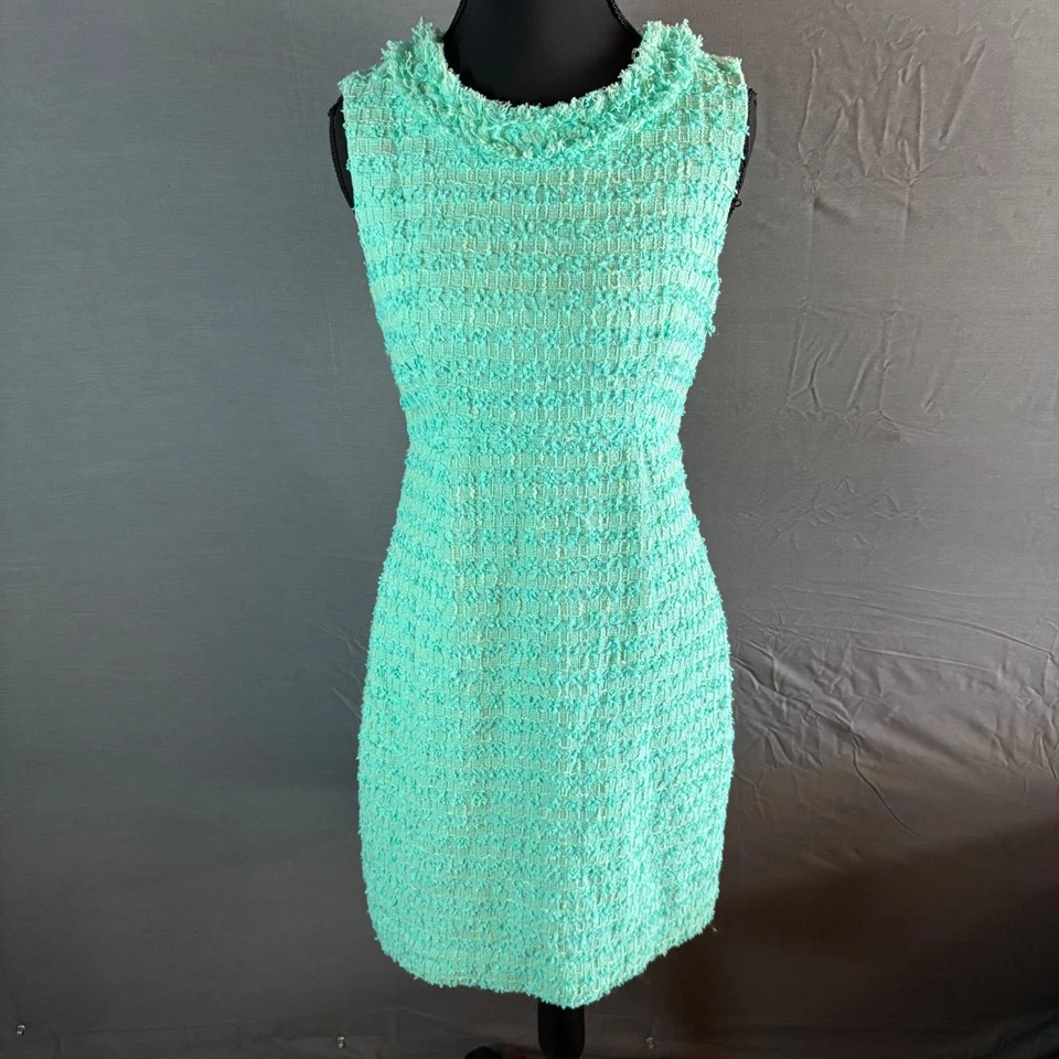 Платье Kate Spade New York без рукавов твидовое как новое зеленое размер 2 карьерная вечеринка - Изображение 1 из 4