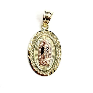 10k gold oval virgin Mary Guadalupe pendant charm fine religious jewelry 1.7g - Picture 1 of 12