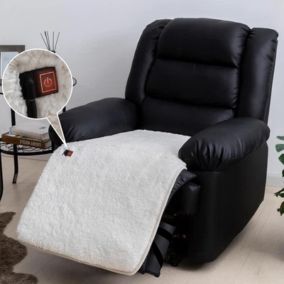 STONECREST Heated Recliner Chair Cover for Seat & Footrest (White Sherpa, 40x23) - Image 1 of 4