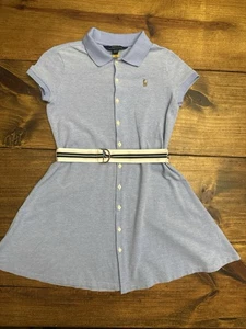 Girl's Chambray Polo Ralph Lauren Knit Skater Dress, Sz: M 8-10 - Picture 1 of 5