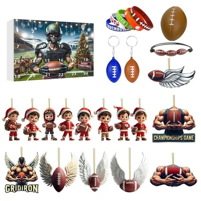 Football Countdown Calendar Rugby Advent Calendar Christmas Countdown 24Days Set - Image 1 of 4