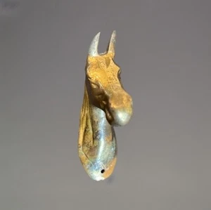 Vintage Brass Horse Head Wall Farmhouse Barn Equestrian Decor Leash Coat Hanger - Picture 1 of 12