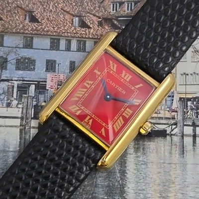 Authentic Ladies 1990s Vintage Cartier Tank Quartz With Box Clean and Chic - Image 1 of 4