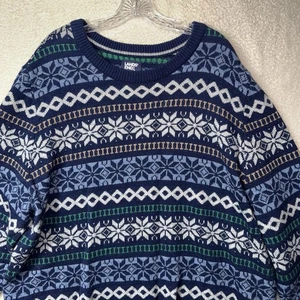 Lands' End Pullover Herren 2XL Tall blau grün Wollmischung Strickpullover Fair Isle - Bild 1 von 7