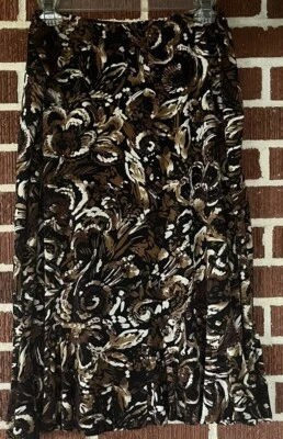 Chico’s Brown Floral Stretchy Skirt with Ruffled Hem Size 3 (XL) - Image 1 of 3