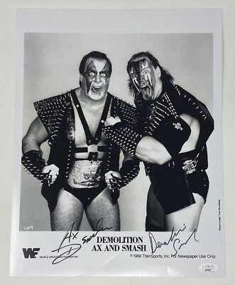 DEMOLITION Ax & Smash Signed 11x14 Promo Photo Wrestling Autograph Wrestler JSA - Image 1 of 4