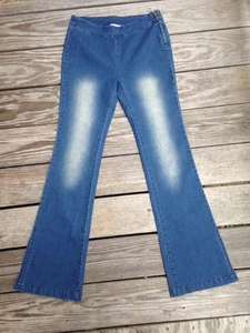 Juniors Womens Denim Slim Fit Flared Leg Blue Jeans Leggings SMALL - Picture 1 of 12