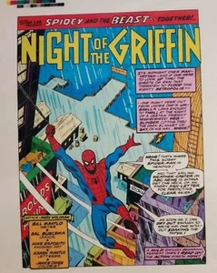 RARE Spider-Man vs Griffin Marvel Buscema Team-Up #38 Production Art Proof Pg 1 - Bild 1 von 5