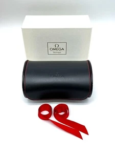 OMEGA Watch Case Box Travel Pouch Black Leather - Picture 1 of 12