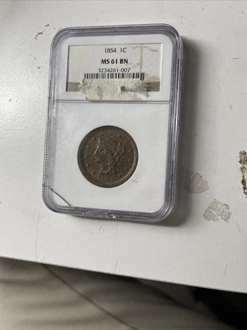 1854 NGC MS61BN C-1 Braided Hair One Cent Cover