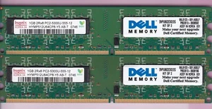 2GB 2x1GB PC2 5300 Dell SNPU8622CK2/2G DDR2-667 HYNIX HYMP512U64CP8-Y5 AB-T Kit - Picture 1 of 2