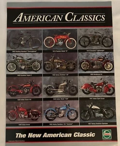 Vntage Motorcycle Poster. HD Indian Excelsior Henderson Harley - Picture 1 of 12