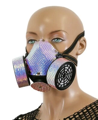 Snake Holographic  Steampunk Gas Mask Cosplay Spikes Respirator Costume Party - Image 1 of 4
