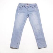 Elle Women's Size 10 Blue Tapered Leg Medium Wash Distressed Stretch Denim Jeans