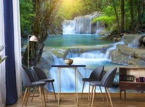 Waterfall in Rainforest Wallpaper Photo Wall Mural Trees Nature Paper Poster Art - Imagen 1 de 9