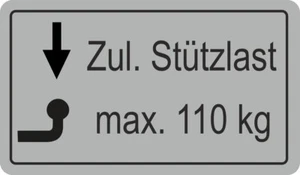 Stützlastaufkleber Stützlast Stützlastschild Anhängerkupplung 110kg  5072 - Bild 1 von 1