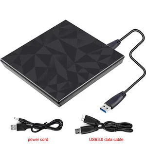 Slim External Cd Dvd Drive Usb3.0 Big Drill Face Writer Burner For Mac Laptop Pc - Afbeelding 1 van 12