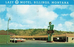LAZY K-T MOTEL w/ CARS BILLINGS MT MONTANA VINTAGE ROADSIDE POSTCARD 1961 071423 - Picture 1 of 2