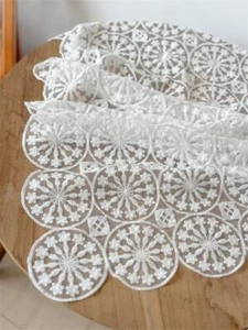Circle Embroidery Organza Fabric Cotton Flower Fabric for Curtains Sewing Crafts - Picture 1 of 9