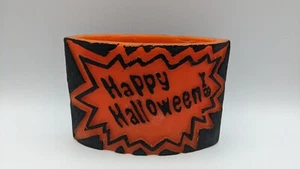 Vintage 1990s Orange Happy Halloween Candle Hollow Glow Never Used Wick Black - Picture 1 of 9