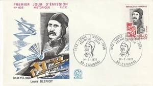 Enveloppe 1er jour 805 1972 Louis Blériot - Ingénieur et Aviateur - Imagen 1 de 2