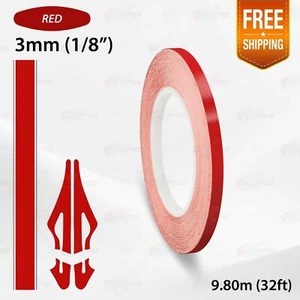 RED 1/8" 3mm Roll PIN STRIPE Car Model Bike Streamline TAPE Decal Vinyl Sticker - Picture 1 of 12