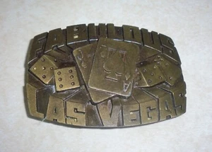 FABULOUS LAS VEGAS Belt Buckle-Gambling/Dice/Poker/Blackjack-Indiana Metal Craft - Picture 1 of 3